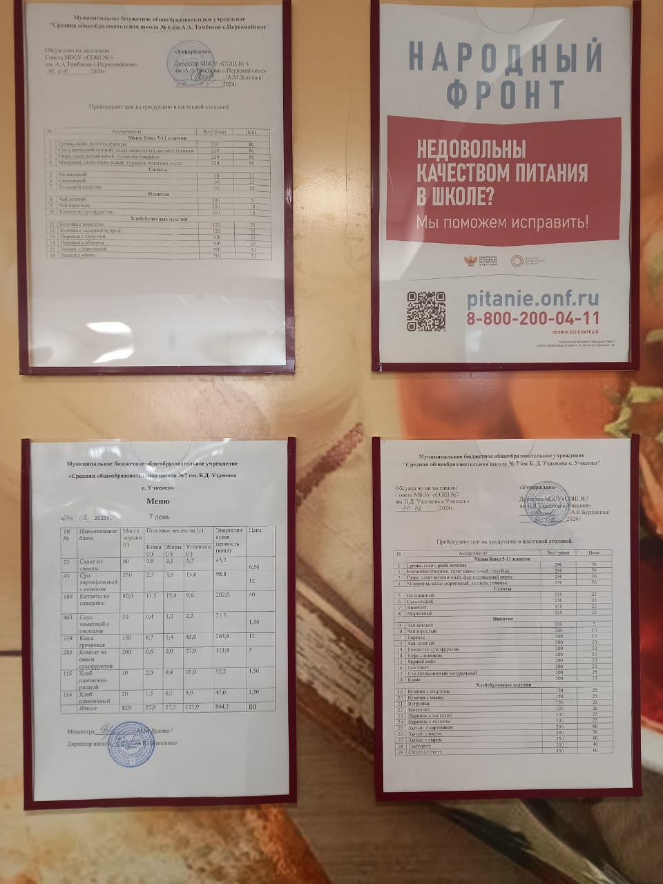 Меню за 6 февраль 2025 года.